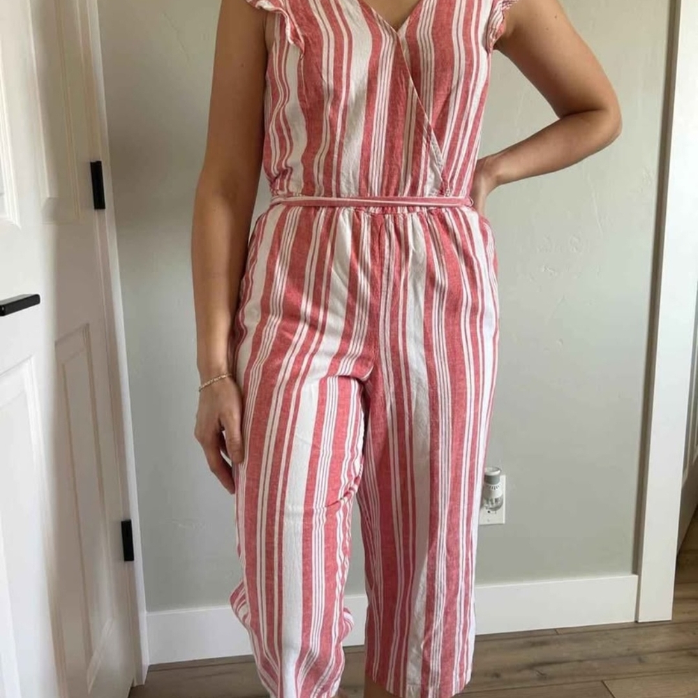 Striped Pink and White Jumpsuit